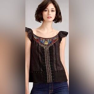 Nanette Lepore Vintage 2000s Isis Pinstripe Embroidered Chain Blouse Top Size 4